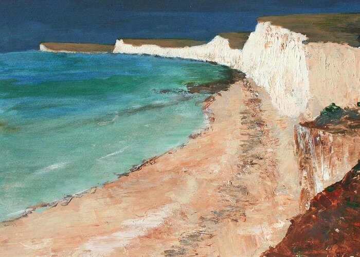 Seven Sisters Greeting Card featuring the painting Seven Sisters Sussex by Nigel Radcliffe