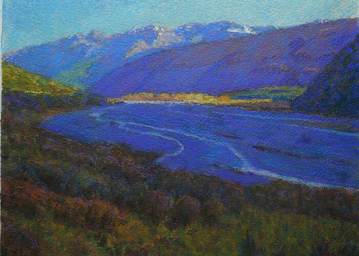 Pastel Greeting Card featuring the pastel Shadow On The Rees by Terry Perham