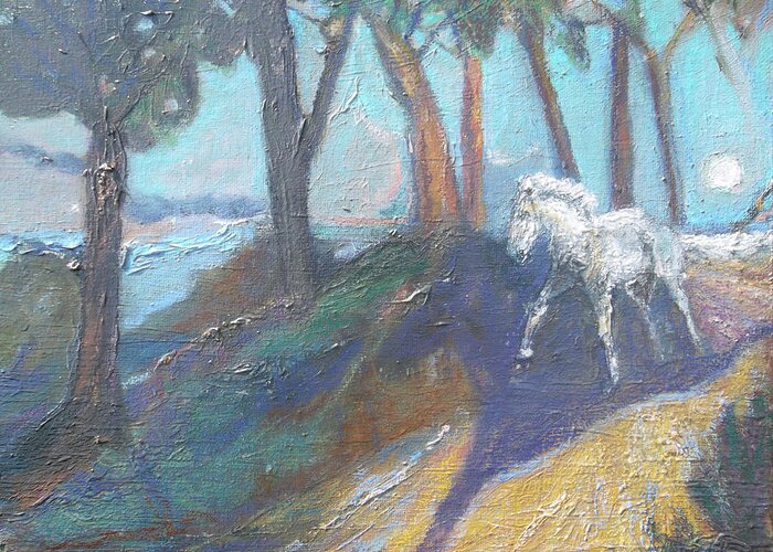 Horse Greeting Card featuring the painting Shadow Runner by Susan Esbensen