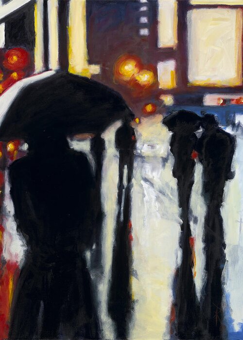 Rob Reeves Greeting Card featuring the painting Shadows in the Rain by Robert Reeves