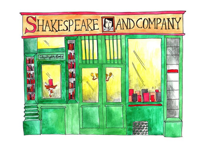 Art Greeting Card featuring the painting Shakespeare and Company by Anna Elkins