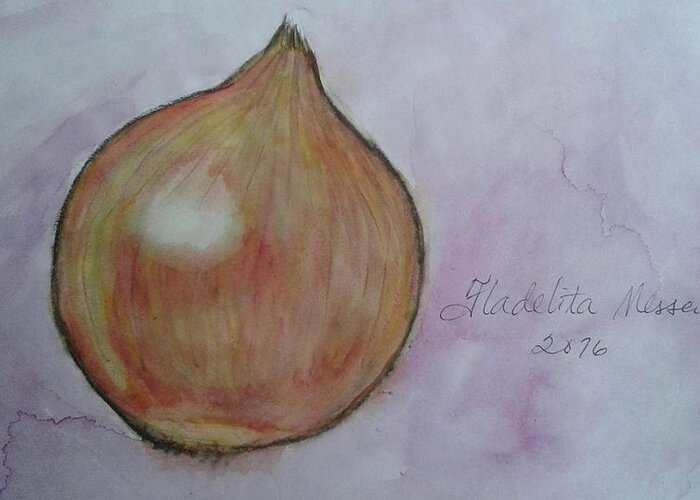 Spices Greeting Card featuring the painting Shallot by Fladelita Messerli-