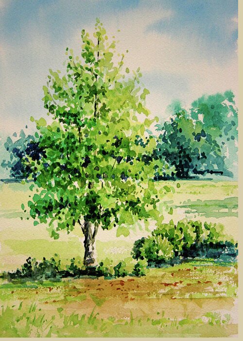 Landscape Greeting Card featuring the painting Shalom Park Watercolor by Linda Eades Blackburn