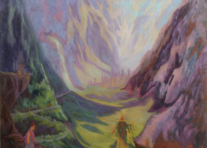Mythical Greeting Card featuring the painting Shangri-La by Bruce Zboray