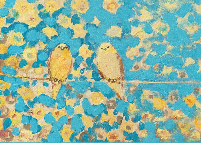 Impressionist Greeting Card featuring the painting Sharing a Sunny Perch by Jennifer Lommers