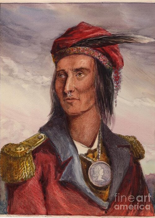 Shawnee Chief Tecumseh Greeting Card featuring the painting Shawnee chief Tecumseh by MotionAge Designs