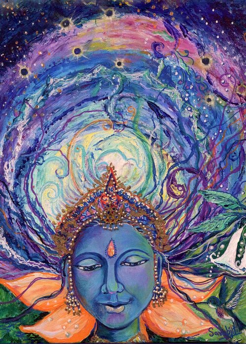 Mandala Greeting Card featuring the painting She is Shakti by Sarabjit Singh