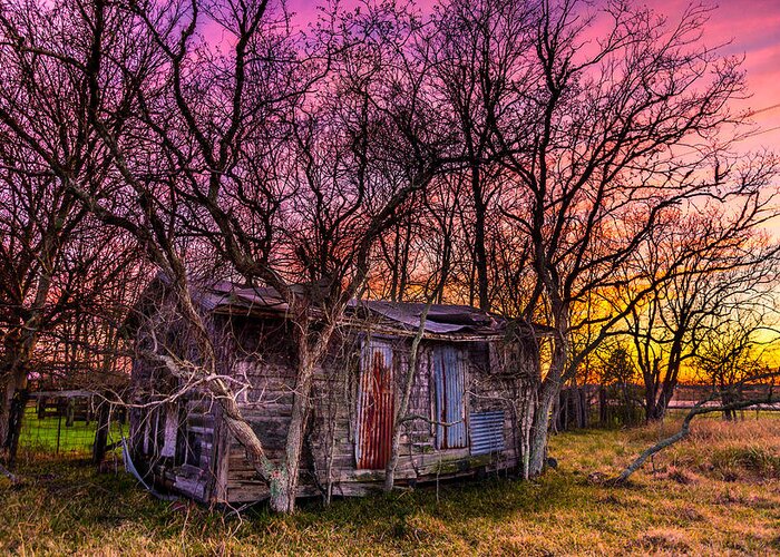 Texas Greeting Card featuring the photograph Shed and Sunset by Micah Goff