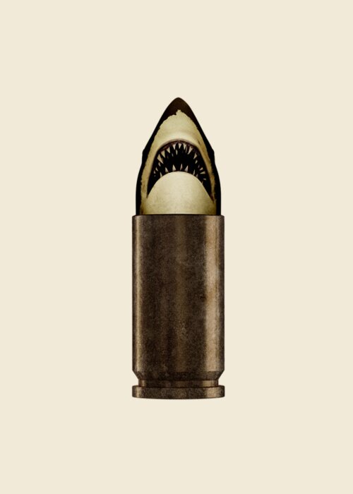 Bullet Greeting Card featuring the digital art Shell Shark by Nicholas Ely