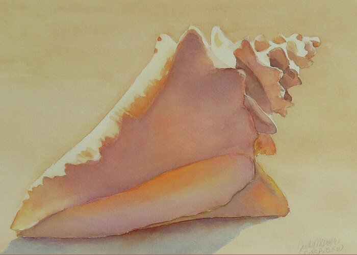 Shells Greeting Card featuring the painting Shells 3 by Judy Mercer