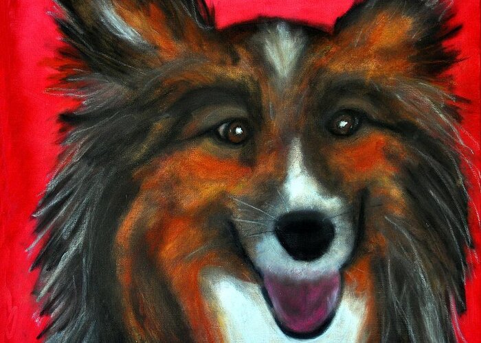 Dog Portrait Art Greeting Card featuring the painting Sheltie- Maggie by Laura Grisham