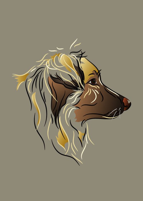 Graphic Dog Greeting Card featuring the digital art Shepherd Dog in Profile by MM Anderson