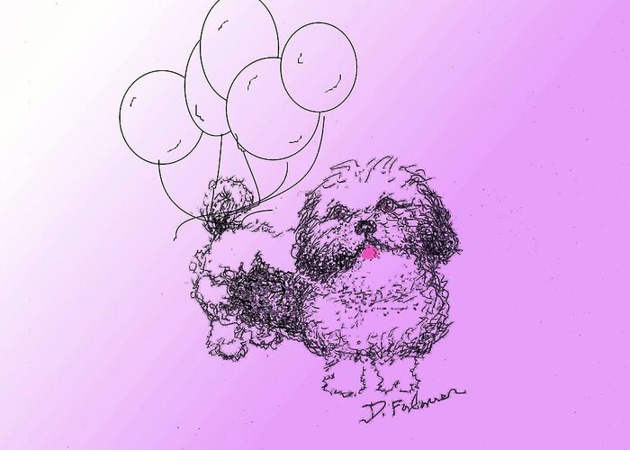 Animal Greeting Card featuring the drawing Shih Tzu by Denise F Fulmer