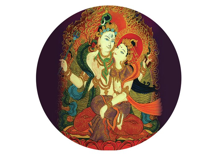Shiva Greeting Card featuring the painting Shiva Shakti by Guruji Aruneshvar Paris Art Curator Katrin Suter
