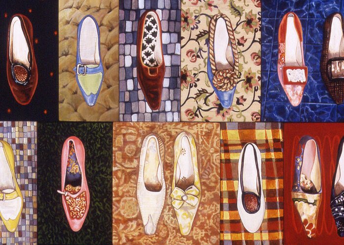Karl Greeting Card featuring the painting Shoe Sampler by Karl Frey