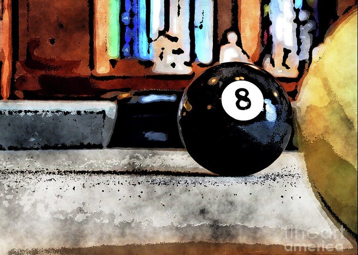 Pool Greeting Card featuring the digital art Shooting For The Eight Ball by Phil Perkins