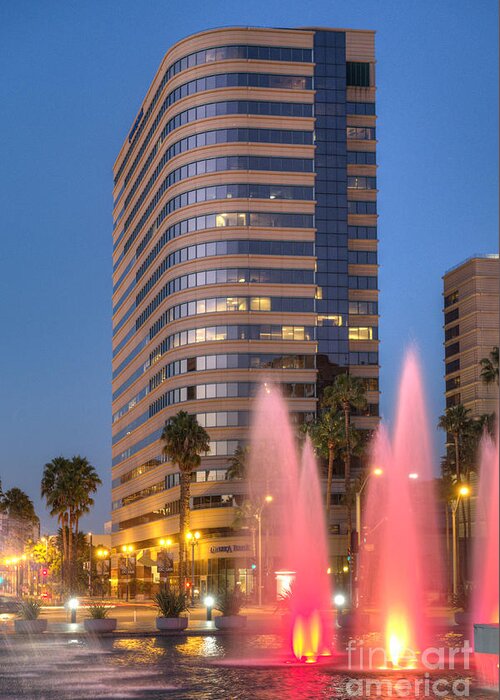 Long Beach; Diverse; Attractions For Travelers; City In Los Angeles County In Southern California; On The Pacific Coast Of The United States; Seventh Largest City In California; Metropolis; Vivid Tapestry Of Neighborhoods; Cultures; Easy; Breezy Lifestyle Greeting Card featuring the photograph Shoreline Square Performing Arts Center by David Zanzinger