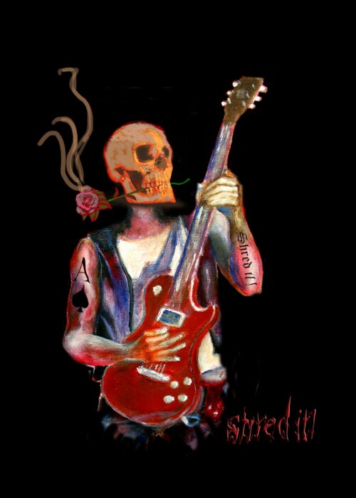 Guitar Greeting Card featuring the painting Shred it by Tom Conway