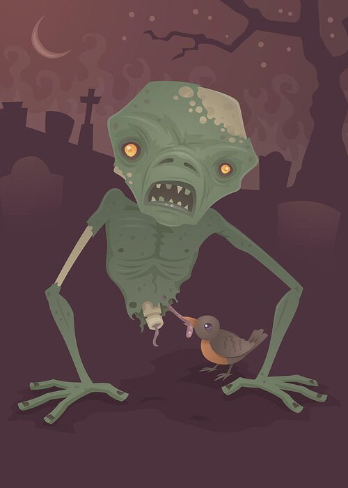 Zombie Greeting Card featuring the digital art Sickly Zombie by John Schwegel