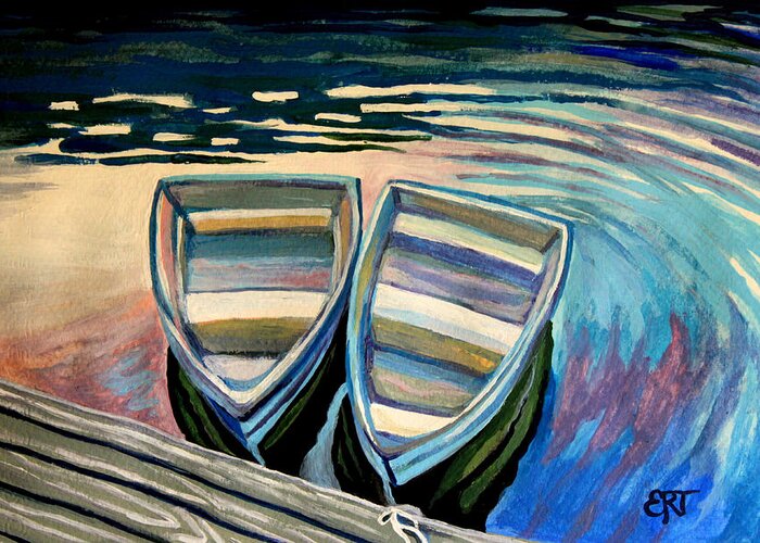 Boat Greeting Card featuring the painting Side By Side by Elizabeth Robinette Tyndall
