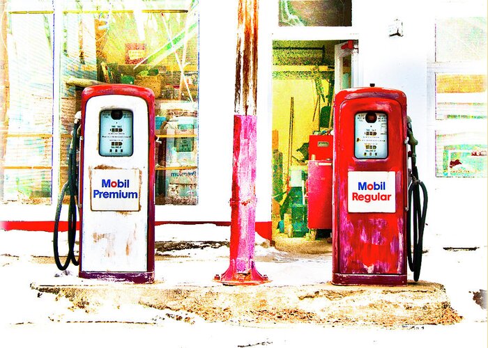 Gas Pumps Greeting Card featuring the photograph Side by Side by Jeff Cooper