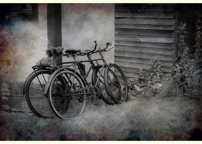 Bicycles Greeting Card featuring the digital art Side by Side by Patrice Zinck
