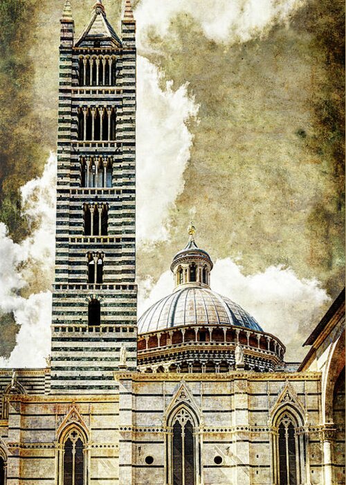 Siena Greeting Card featuring the photograph Siena Duomo tower and cupola by Weston Westmoreland