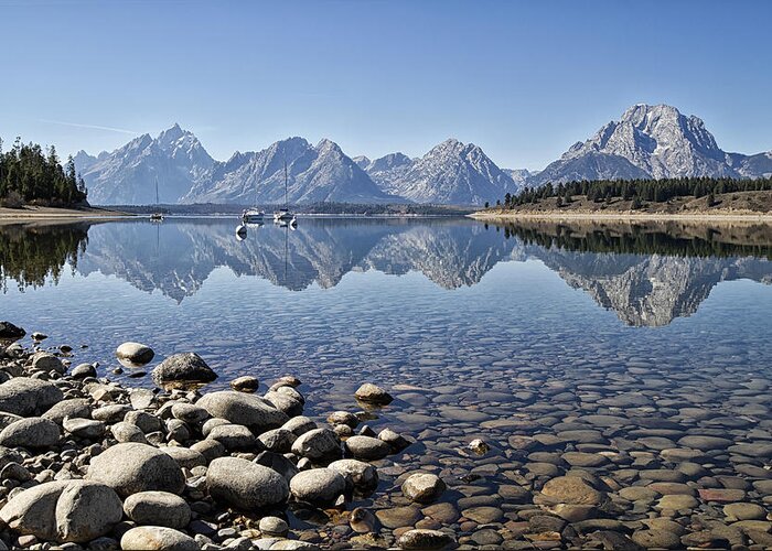 Tetons Greeting Card featuring the photograph Jackson Lake near Signal Mountain Lodge by Shirley Mitchell