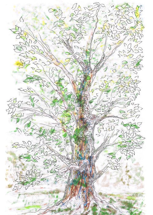 Tree Greeting Card featuring the painting Silent Witness by Regina Valluzzi