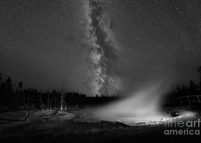 Silex Spring Greeting Card featuring the photograph Silex Spring Milky Way BW by Michael Ver Sprill