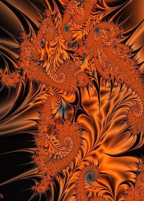 Silk Greeting Card featuring the digital art Silk in Orange by Ron Bissett