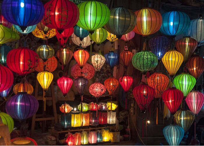 Vietnamese Silk Lanterns Greeting Card featuring the photograph Silk Lanterns by Rob Hemphill