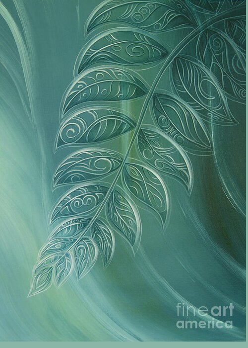 Silverfern Greeting Card featuring the painting Silver Fern by Reina Cottier by Reina Cottier