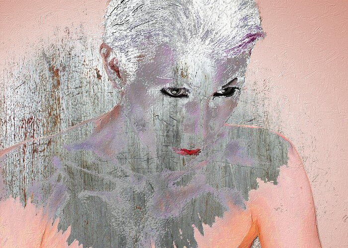 Woman Greeting Card featuring the mixed media Silver Woman 10 by Tony Rubino