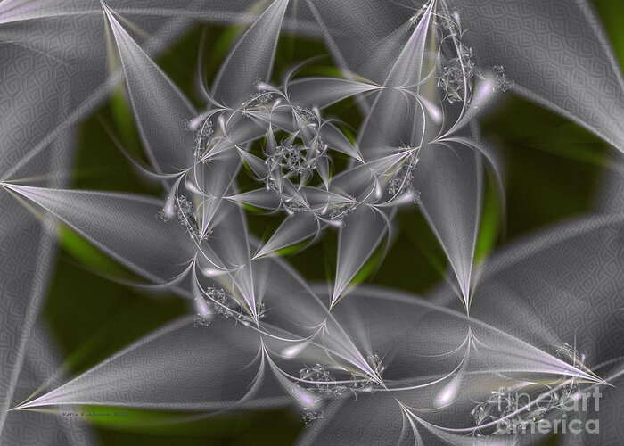 Abstract Greeting Card featuring the digital art Silverleaves by Karin Kuhlmann