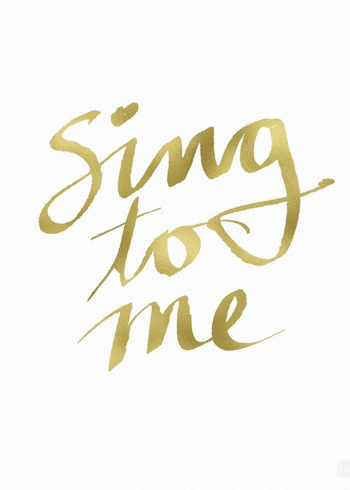 Sing Greeting Card featuring the painting Sing To Me Gold- Art by Linda Woods by Linda Woods