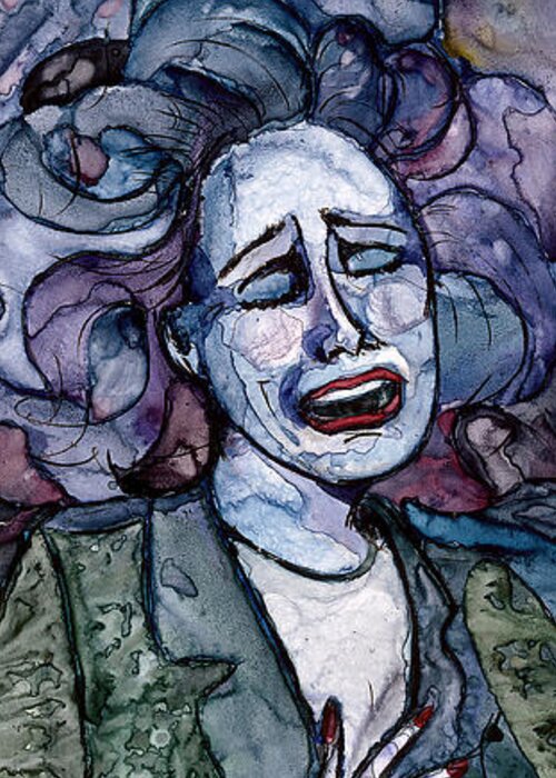 Sing Greeting Card featuring the painting Singing Lady-Blues by Amy Stielstra