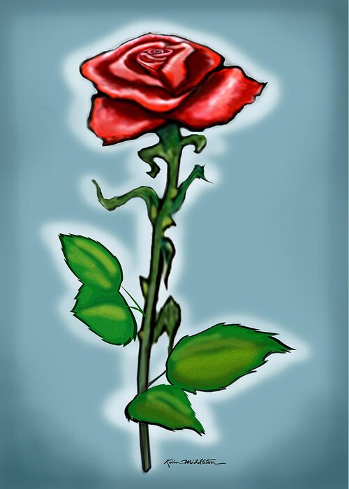 Rose Greeting Card featuring the painting Single Red Rose by Kevin Middleton