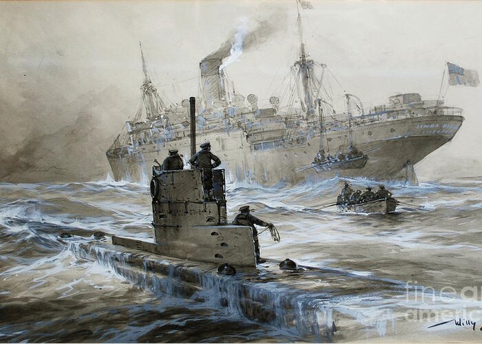 Willy Stower Greeting Card featuring the painting Sinking of the Linda Blanche out of Liverpool by MotionAge Designs