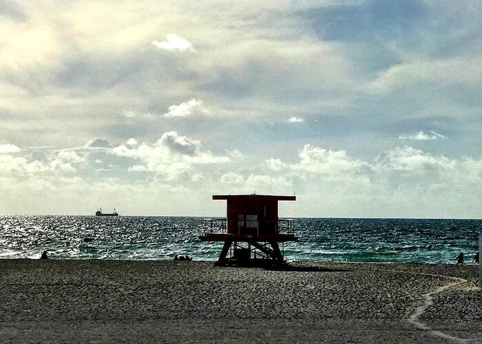 South Beach Greeting Card featuring the photograph Sitting on the Beach by Michael Albright