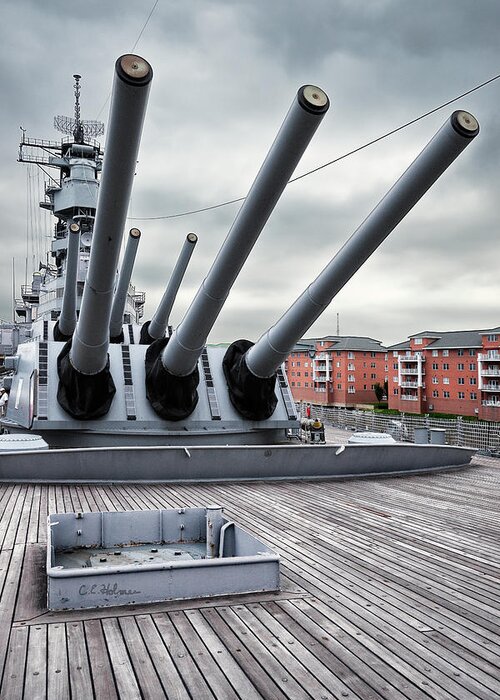 Uss Wisconsin Greeting Card featuring the photograph Six Pack of Sixteens by Christopher Holmes