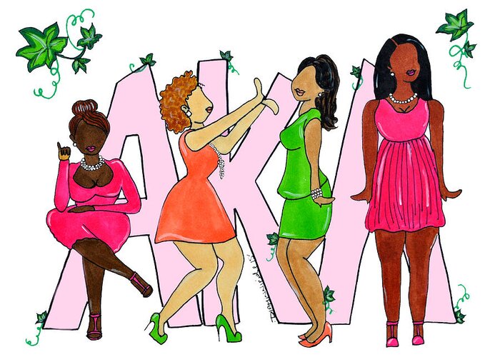 ‎alpha Kappa Alpha Greeting Card featuring the drawing Skee Wee My Soror by Diamin Nicole