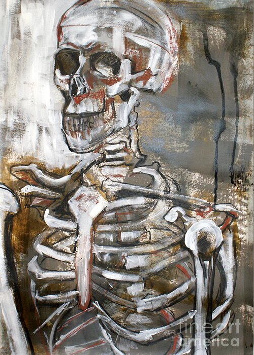 Skeleton Greeting Card featuring the painting Skeleton 1 by Joanne Claxton
