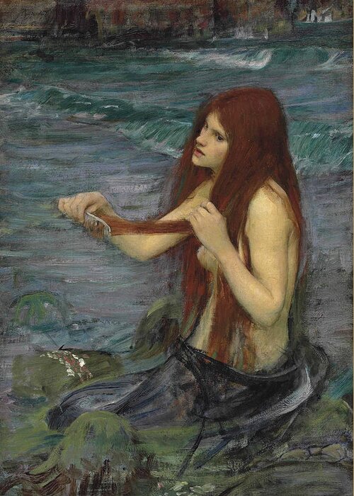 John William Waterhouse Greeting Card featuring the painting Sketch for A Mermaid by John William Waterhouse
