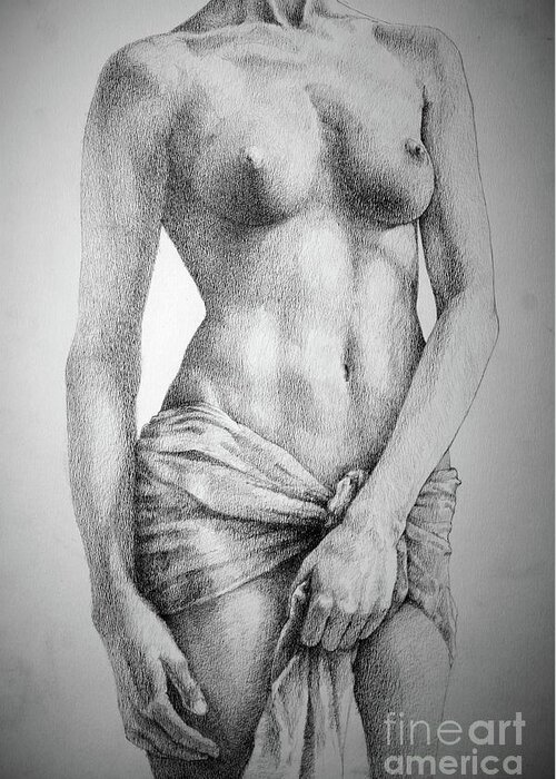 Art Greeting Card featuring the drawing SketchBook Page 35 The Female Pencil Drawing by Dimitar Hristov