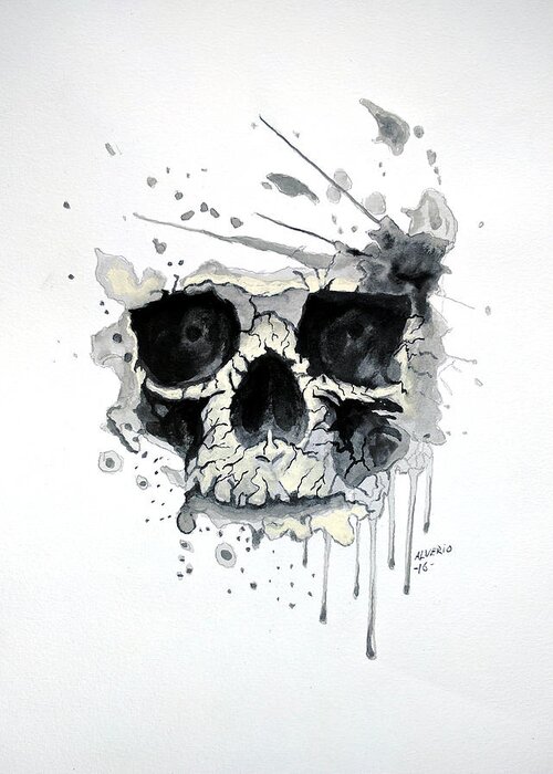 Juicy Greeting Card featuring the painting Skull by Edwin Alverio