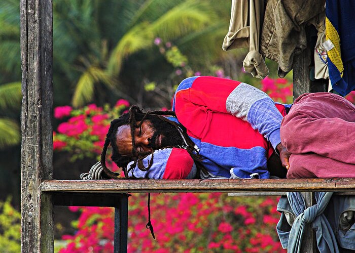 St Lucia Greeting Card featuring the photograph Sleeping Rasta-St Lucia by Chester Williams