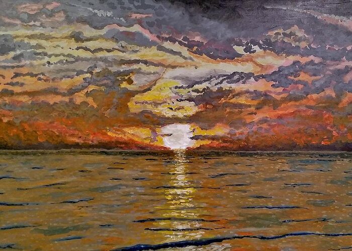Landscape Greeting Card featuring the painting Sleepy Hollow Sunset by Joel Tesch