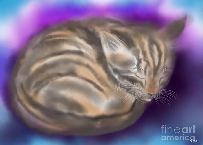 Kitty Greeting Card featuring the painting Sleepy Sam by Nick Gustafson