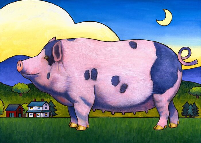 Pig Greeting Card featuring the painting Small Pig by Stacey Neumiller